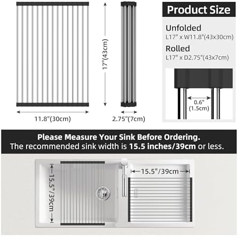 Roll Up Dish Drying Rack, Over Sink Dish Drying Rack