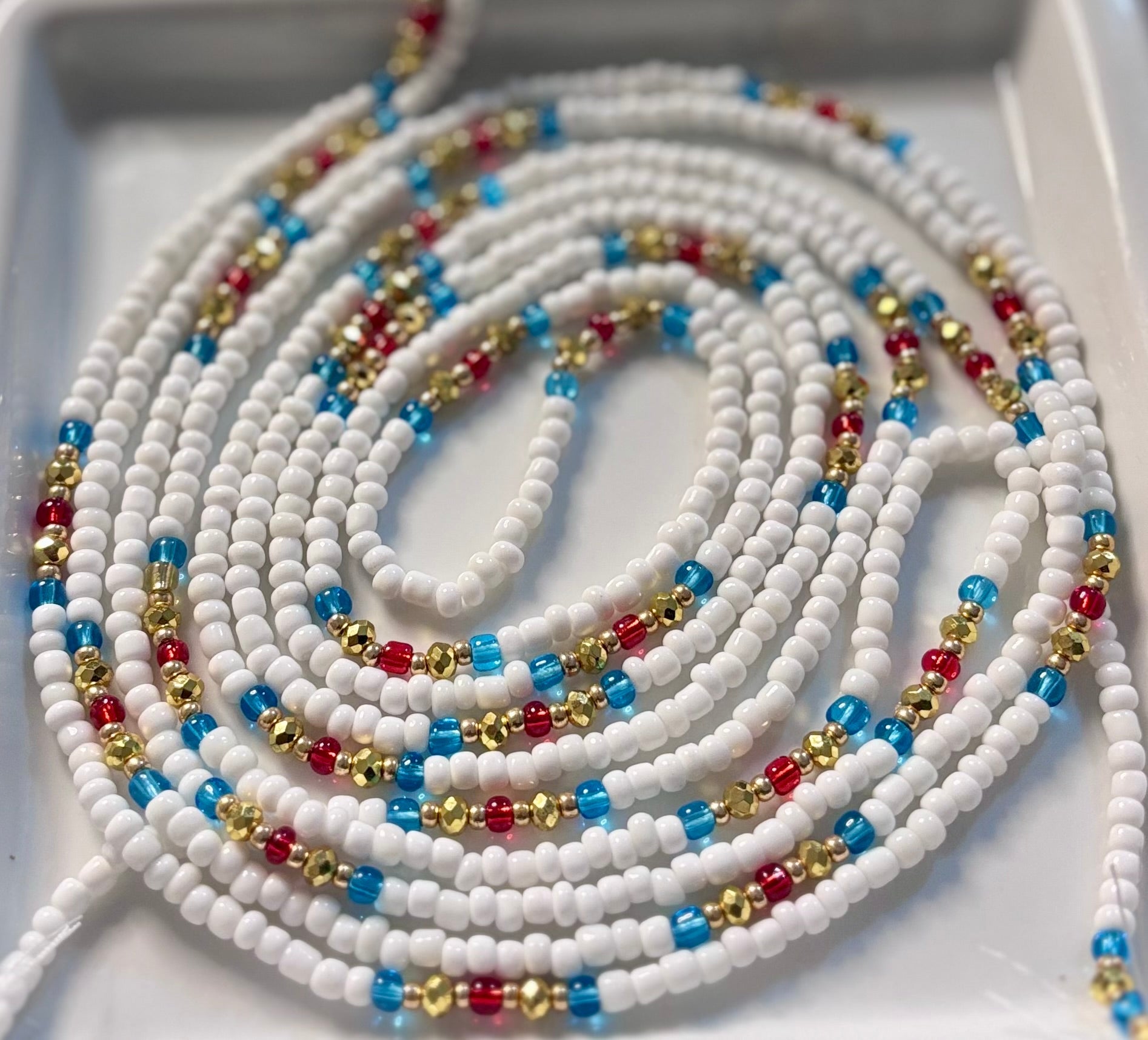 Indigo Charm Waistbead with Gold Accents