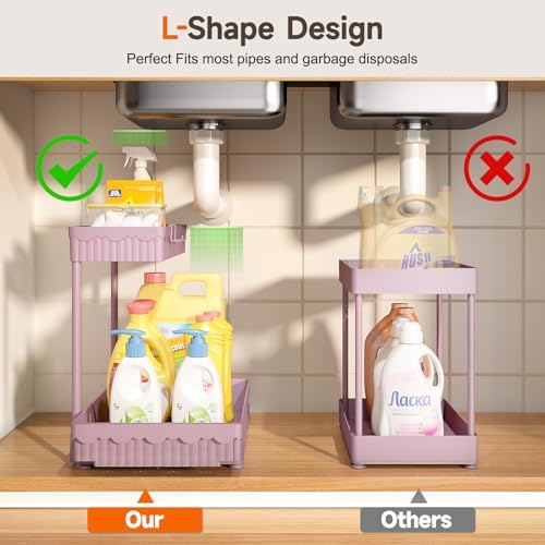 Sevenblue 3-Pack 2-Tier L-Shaped Under Sink Organizers