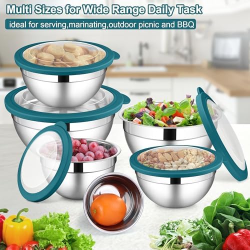 LIANYU 6 PCS Stainless Steel Mixing Bowls
