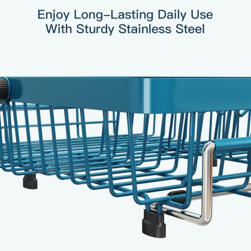 MAJALiS Blue Expandable Dish Drying Rack Over The Sink