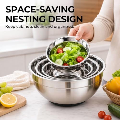 Parmedu Stainless Steel Nesting Mixing Bowls