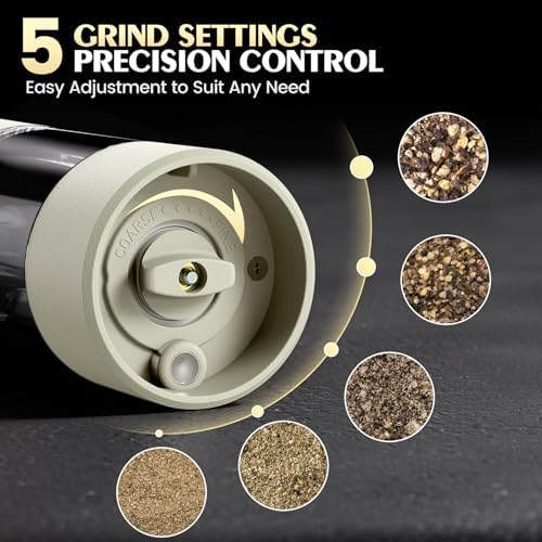 Salt and Pepper Grinder Set Electric Adjustable Coarseness Salt Pepper Grinder