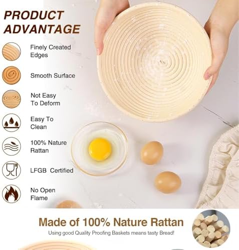 Premium Bread Proofing Basket Set – 9" Round & 10" Oval Sourdough Baskets