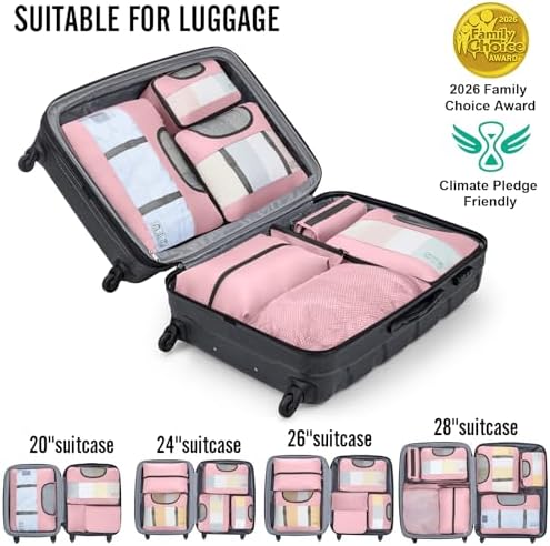 Veken 10 Set Packing Cubes for Travel Essentials, Anti-Wrinkle Buckled Suitcase