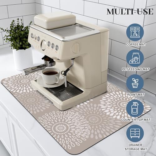 Dish Drying Mat Absorbent Kitchen Counter Mat Rubber Backing Draining Mat