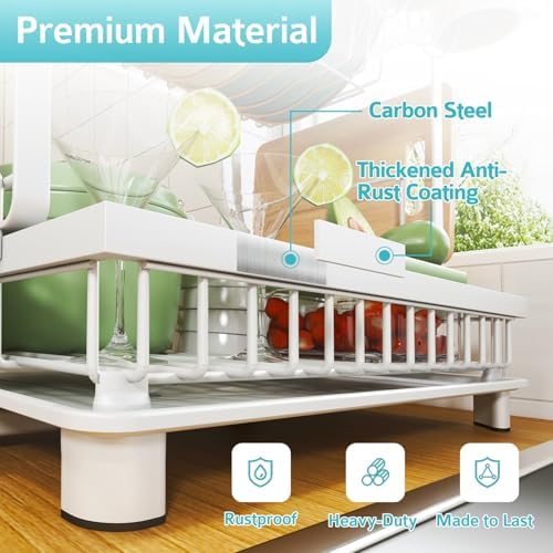 2-Tier Dish Drying Rack for Kitchen Counter, Space-Saving