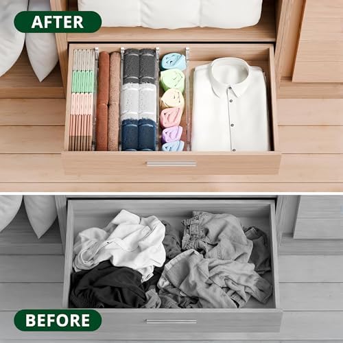 Clear Drawer Dividers Organizers, Adjustable Expandable Drawer Divider Organizer