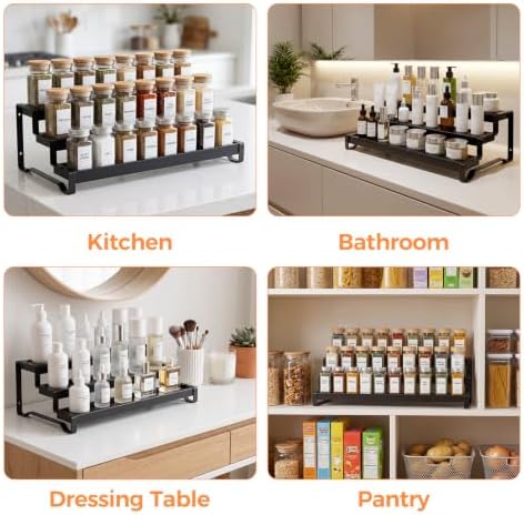 Spice Rack Organizer for Cabinet, 3-Tier Expandable 14.37"–26.02" Seasoning