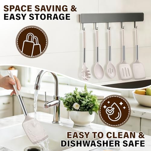 5Pcs Silicone Cooking Utensils Set, Heat Resistant Kitchen Tools Include