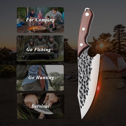 Huusk Japanese Chef Knife with Sheath, Hand Forged Cooking Knives