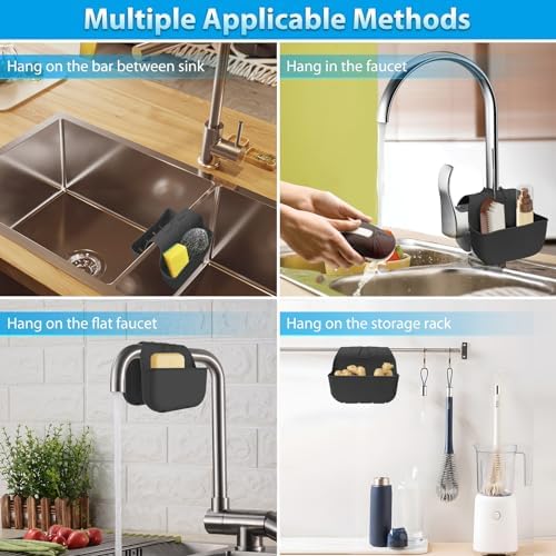 Sponge Holder for Kitchen Sink, Silicone Sink Saddle Caddy Organizer Rack