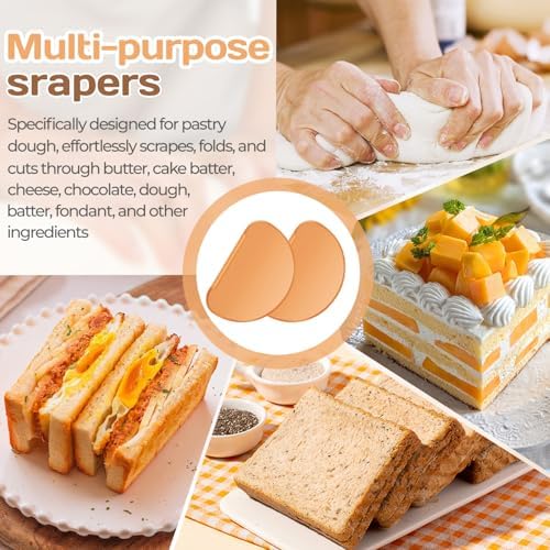 2PCS Bowl Dough Scraper, Flexible Bowl Scraper, Curved Edge Bread Dough Scraper