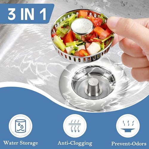 TGOSOMT Kitchen Sink Drain Strainer Stopper, Anti-Clog & Quick Drain