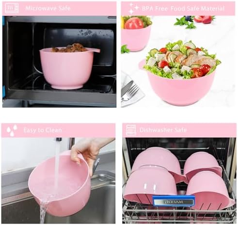 BoxedHom Classic Mixing Bowls Set of 4, BPA Free Microwave Safe, 4.5 Quart
