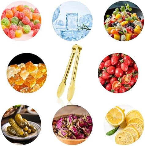 8PCS Gold Metal Tongs, Small Kitchen Accessories