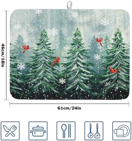 Winter Pines Tree Dish Drying Mats