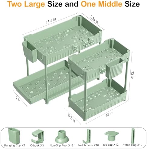Sevenblue 3-Pack 2-Tier Under Sink Organizers