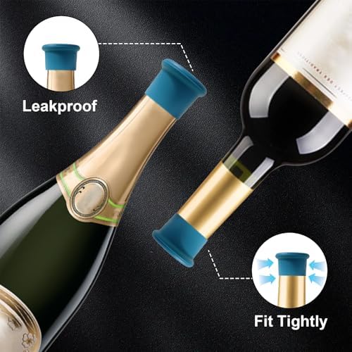 12 PCS MultiColor Silicone Wine Stoppers, Reusable Sparkling & Champagne Corks