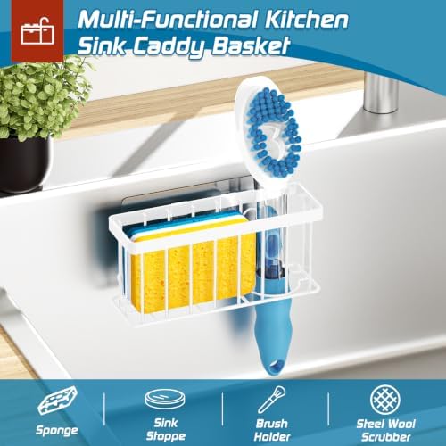 MURLONG Sponge Holder for Kitchen Sink, Sink Caddy Organizer-White