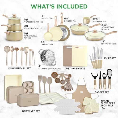 Nutrichef 54-Piece Marble Non-Stick Cookware and Bakeware Set, Professional