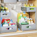Under Sink Organizer, 2 Pack 2 Tier Pull Out Under Cabinet Organizer Shelf