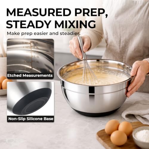 Parmedu Stainless Steel Nesting Mixing Bowls