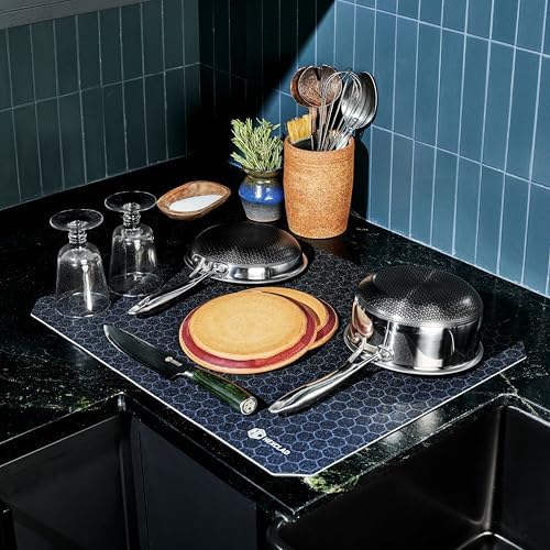 HexClad 2-Piece Ultra Thin Absorbent Dish Drying Mat Set, Fast Drying