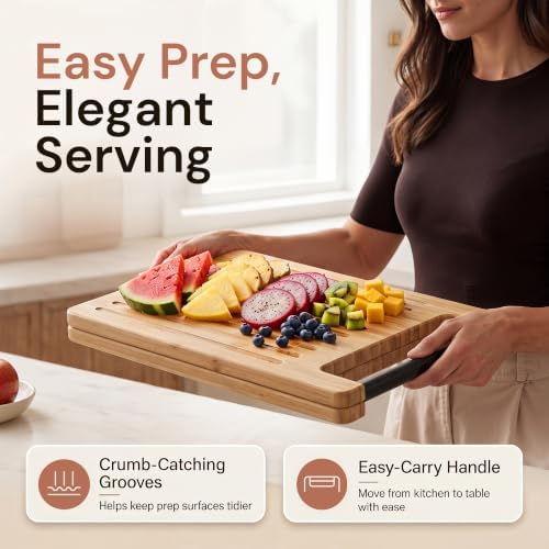 LIBKEN Wood Cutting Board Set for Kitchen