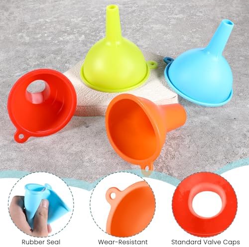 4 Pack Kitchen Silicone Funnel, 4 Colors Kitchen Funnel Set Wide Mouth Funnels