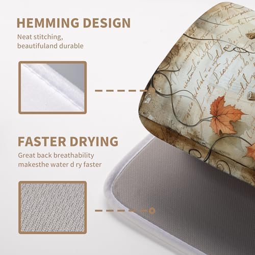 Fall Pumpkin Dish Drying Mats for Kitchen Counter 18x24 Inch Vintage Maple