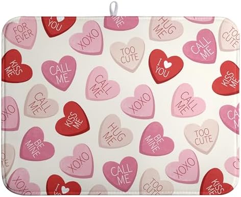 Valentine Love Heart Dish Drying Mat