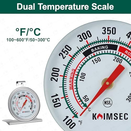 Oven Thermometer for Temperature Gauge, Safe for Inside Gas/Electric/Grill