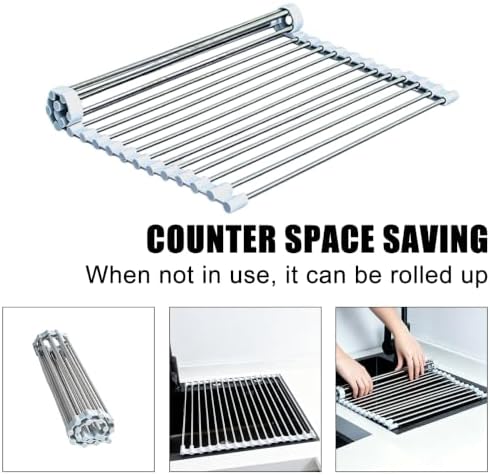 Roll Up Dish Drying Rack 17.5''x13.7'' Gray