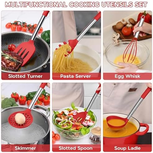Onader 10 Pieces Silicone Kitchen Utensils Set, Cooking Utensils