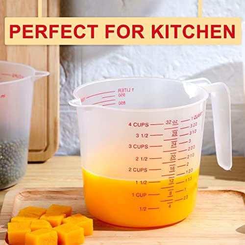 Fabbay 24 Pcs 4 Cup Capacity Plastic Measuring Cup 1000 ml Clear Graduated