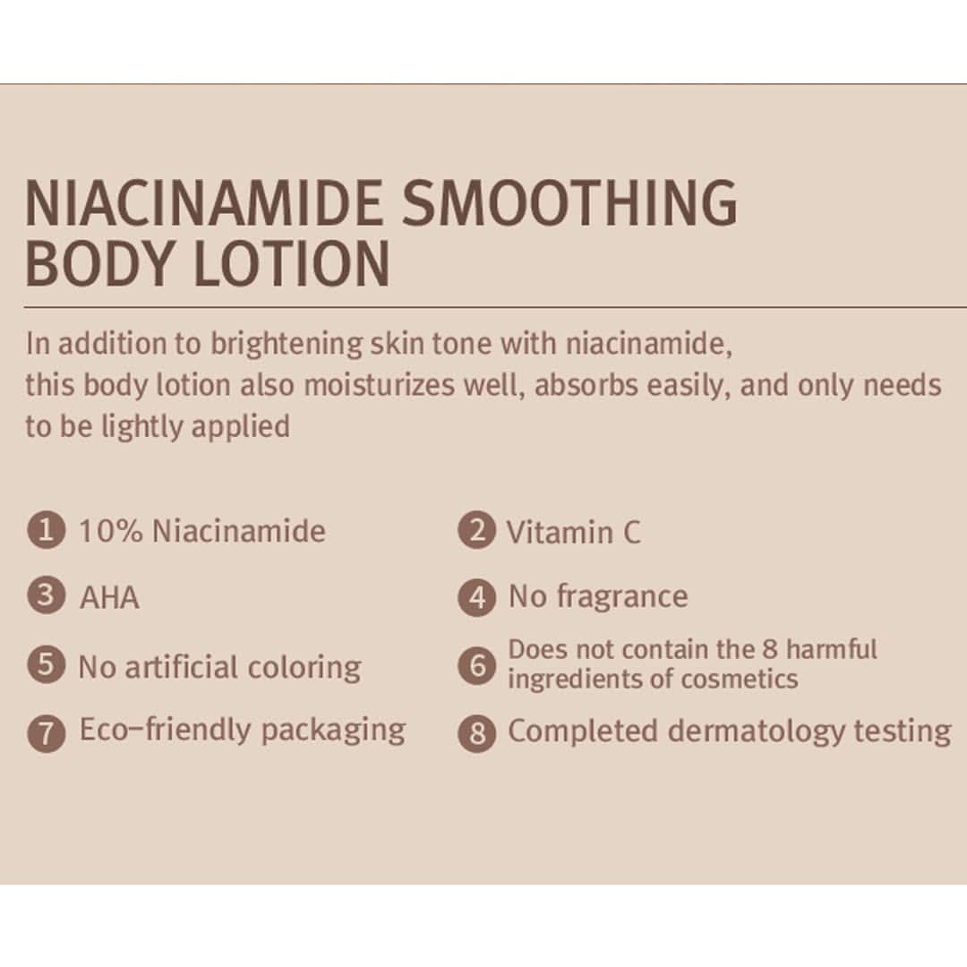 Niacinamide AHA Smoothing Body Lotion for Bright & Glowing Skin