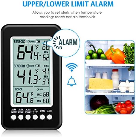 AMIR Refrigerator Thermometer, Wireless Digital Freezer Thermometer