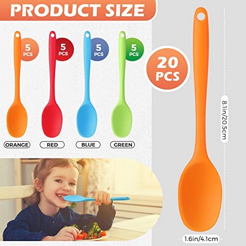 Rtteri 20 Pieces Silicone Serving Spoons Set Nonstick Heat Resistant Small