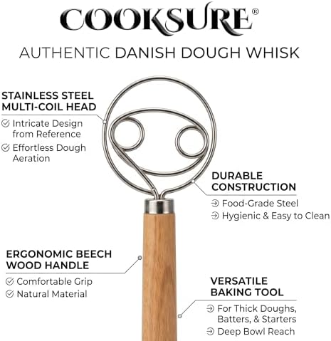 Danish Dough Whisk for Sourdough Bread – 13 Inch Bread Whisk