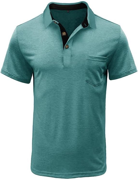 Men's Classic Cotton Polo Shirt Short Sleeve Button Golf Tee