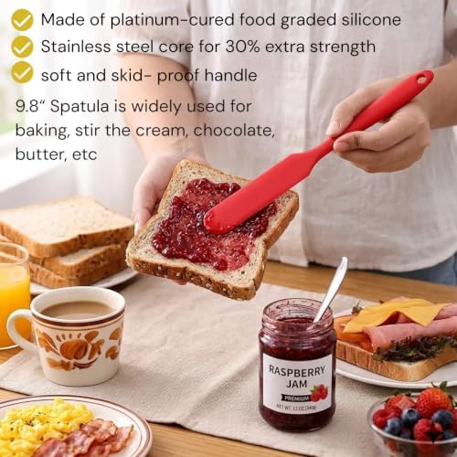 5pcs Silicone Jar Spatulas set, Cake Cream Spatulas Set, 9.8 inch Non-Stick