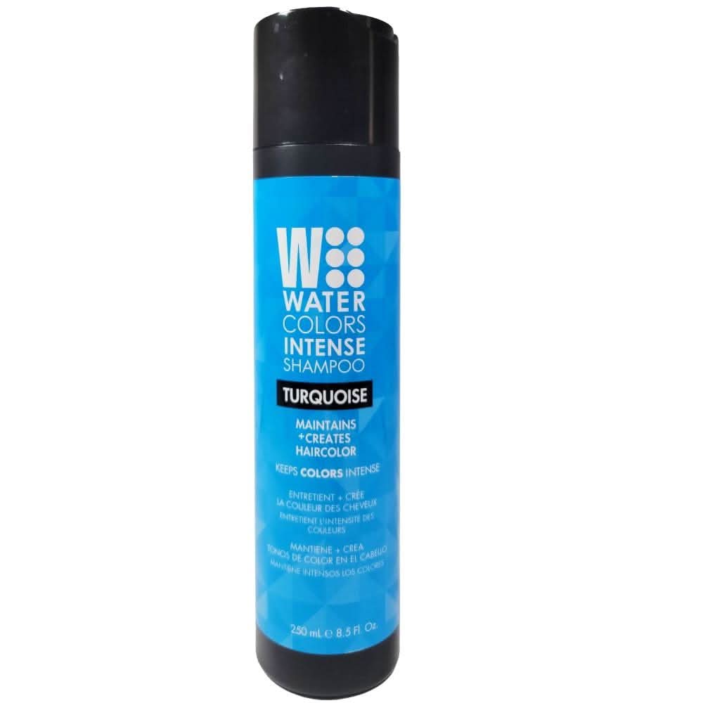 Watercolors Turquoise Intense Color Depositing Shampoo 8 oz bottle for vibrant blue-green hair.