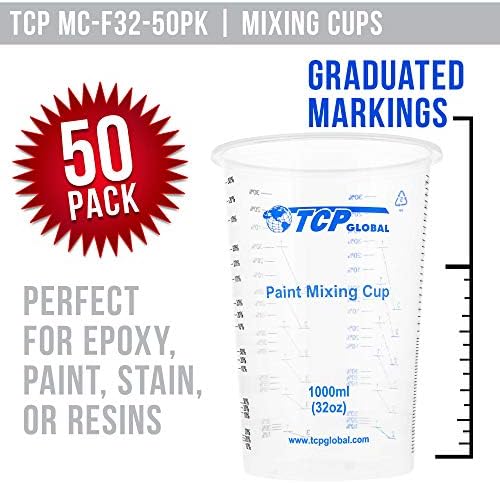 TCP Global 32 oz. Graduated Plastic Mixing Cups