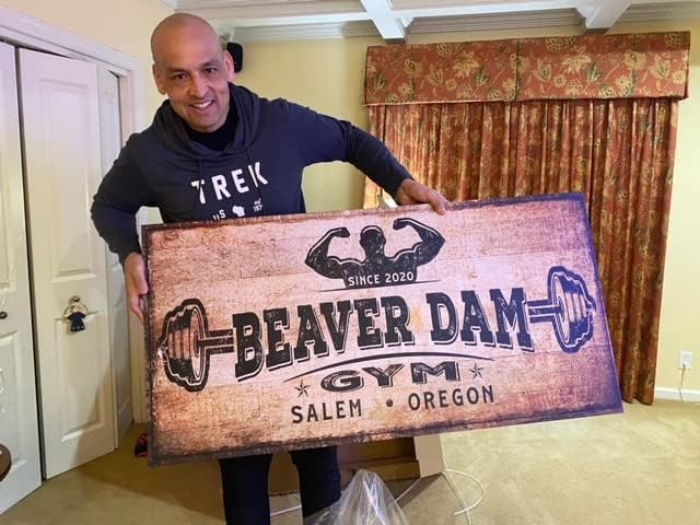 TAILORED CANVASES Personalized Gym Sign Wall Art Decor - Motivational Canvas for Home, Workout Room, Garage, Fitness Center - Inspirational Posters With Name on Rustic Copper, 60x30in