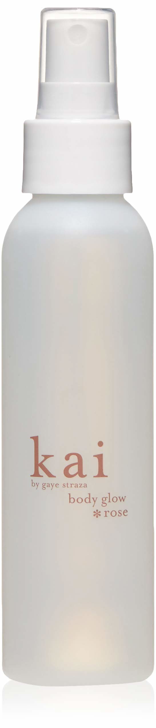 Bottle of Rose Body Glow dry oil mist, a hydrating skin spray with floral notes