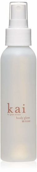 Bottle of Rose Body Glow dry oil mist, a hydrating skin spray with floral notes