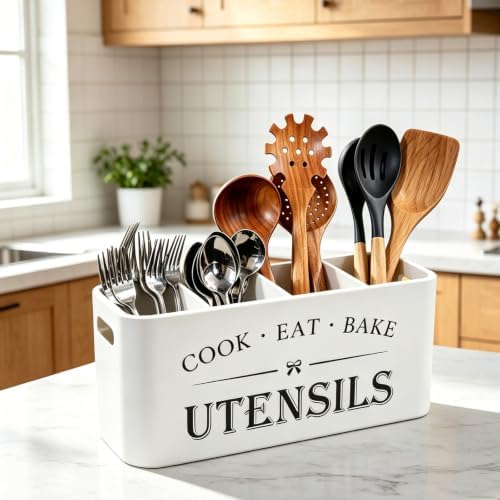 Wooden Kitchen Utensil Holder Organizer