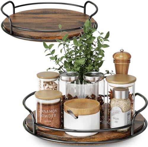 LAMU 2 Pack 9'' 12'' Lazy Susan Turntable Organizer