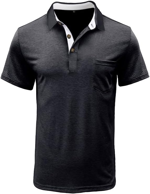 Men's Classic Cotton Polo Shirt Short Sleeve Button Golf Tee
